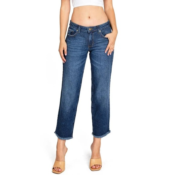 Celebrity Pink Mid-Rise Raw Hem Crop Jeans Size 11 / 30 in Excellent Condition - Picture 2 of 13